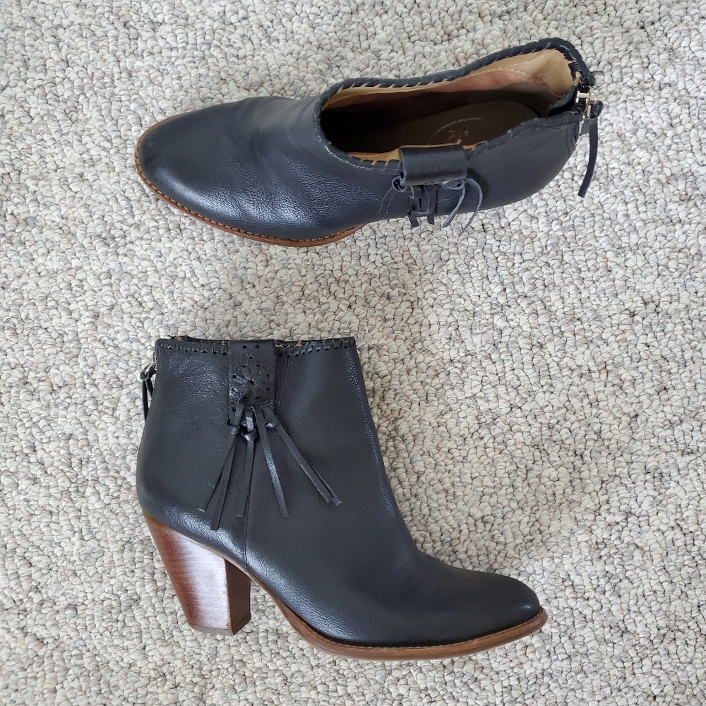 Jack Rogers Greer black leather bootie with tassel
